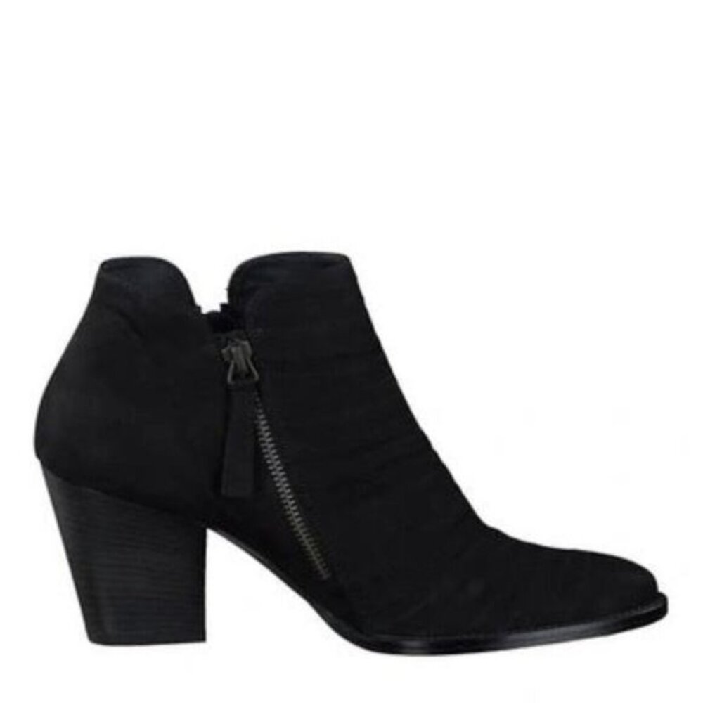Paul Green Malibu Sliced Zip Booties Black Nubuck Leather Size 7 / 9.5 USA